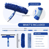 LOMIDA Professional Window Squeegee Kit - 62" Lightweight Aluminum Pole, 2 in 1 Rotatable Window Cleaning Tool Kit with Extension Pole Cleaning