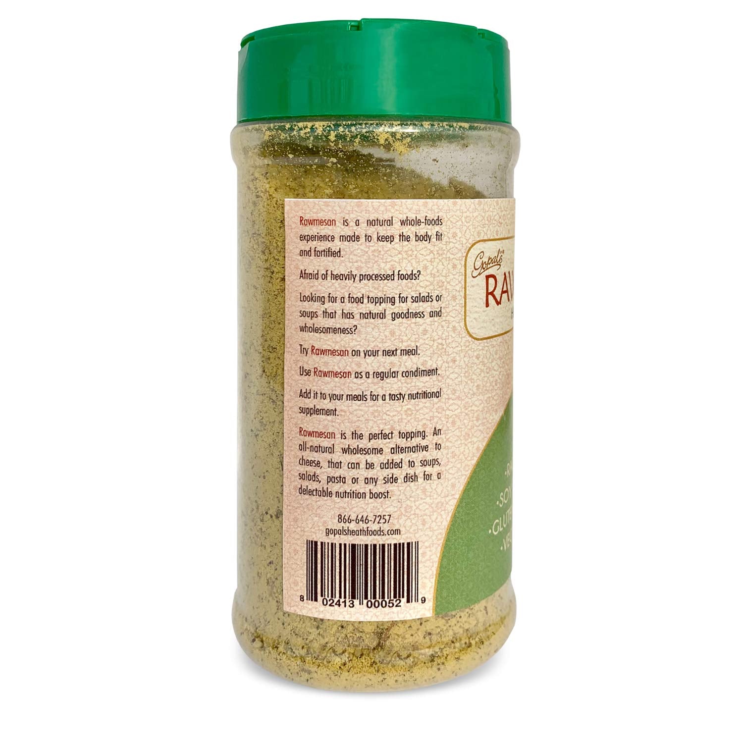 Vegan Nutritional Yeast Seasoning, Gopal’s Rawmesan Herb & Spice (Parmesan Cheese Alternative) - 8 Ounces | Keto, Whole 30, and Paleo Friendly