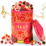 Gift Tin with Assorted Treats, Popcorn, Yogurt Heart Pretzels, Milk Chocolate Caramel Balls, Musical Present for Wife, Girlfriend, Romantic, Mom