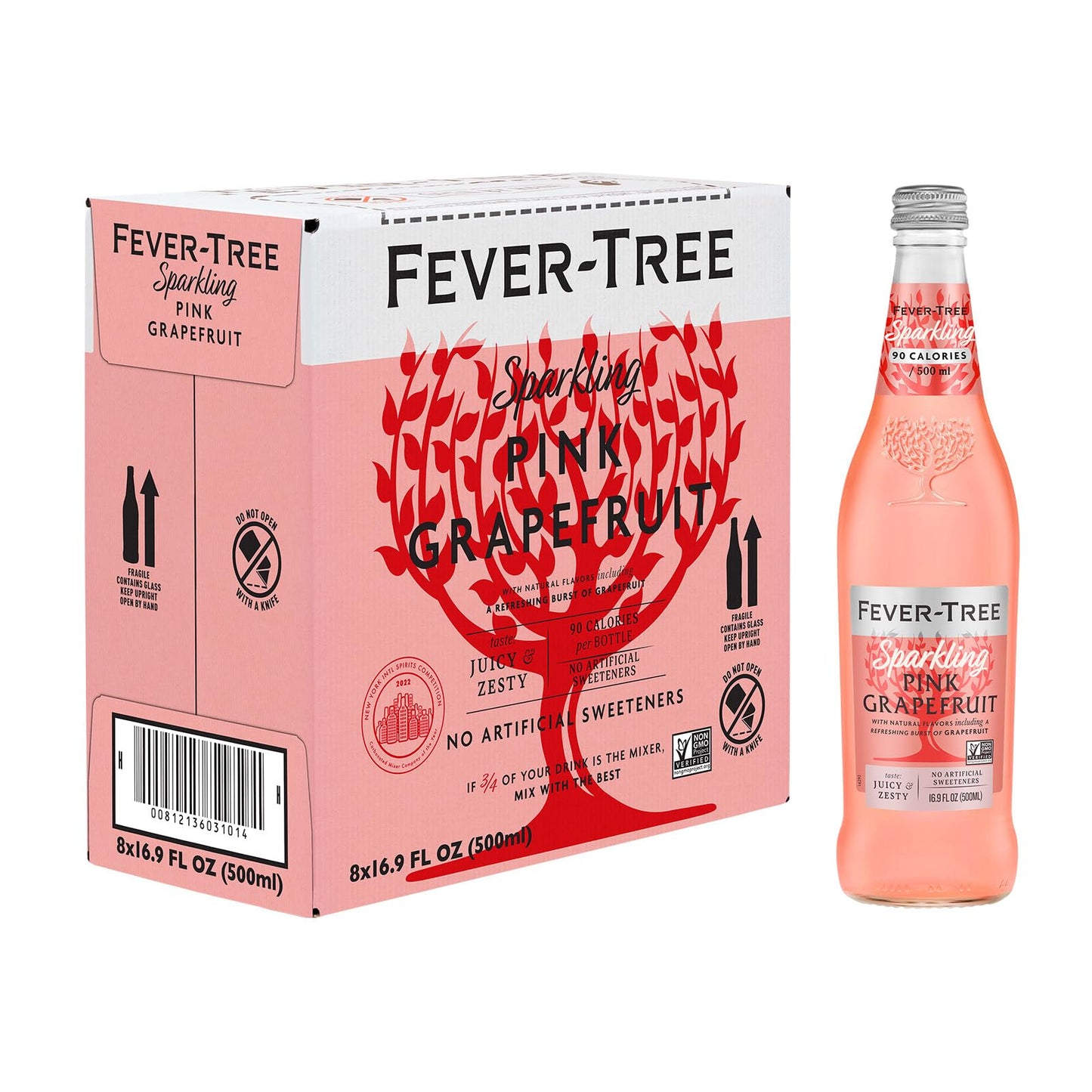 Fever-Tree Sparkling Pink Grapefruit - Premium Quality Mixer - Refreshing Beverage for Cocktails & Mocktails. Naturally Sourced Ingredients, No