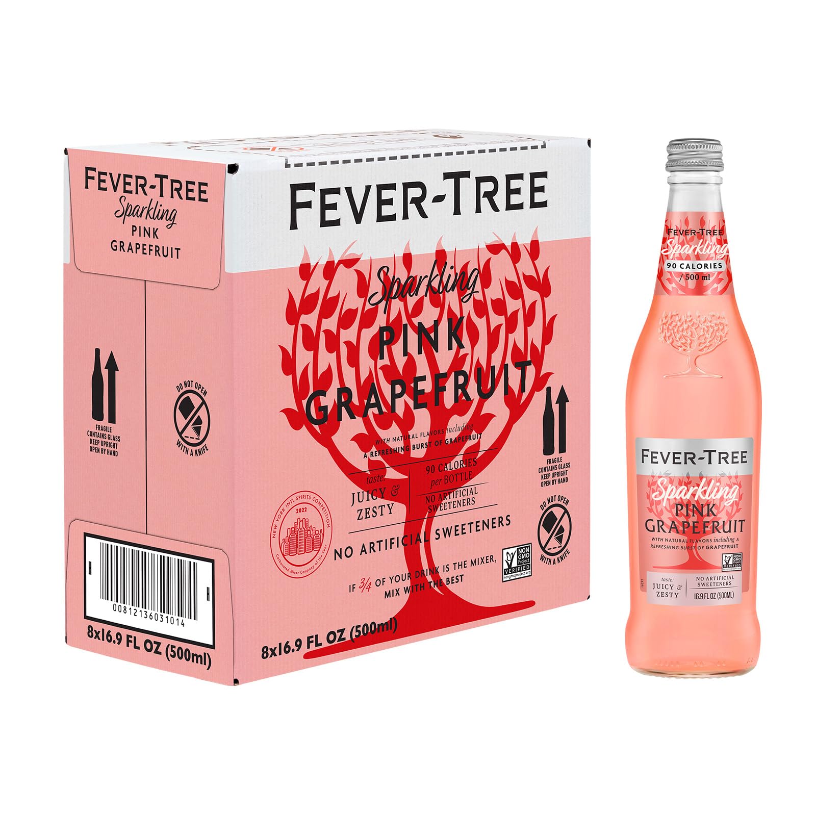Fever-Tree Sparkling Pink Grapefruit - Premium Quality Mixer - Refreshing Beverage for Cocktails & Mocktails. Naturally Sourced Ingredients, No