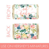 Baby in Bloom Baby Shower Favor Stickers for Miniature Chocolates, Pink Floral Boho Girl Candy Wrappers - 42 Count