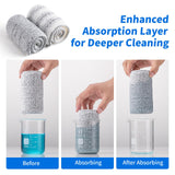 Oshang Flat Mop Head Refill, 13" X 4.9" Flat Mop Pads, Microfiber Mop Pads Flat Mop Replacement Heads (4-Pack) (White and Grey)