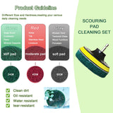 4 Inch Drill Brush Attachments for Cleaning Household Drill Brush Scrubber for Bathroom & Kitchen with Disc Pad Holder and Adapter?9 Scouring Pads?3