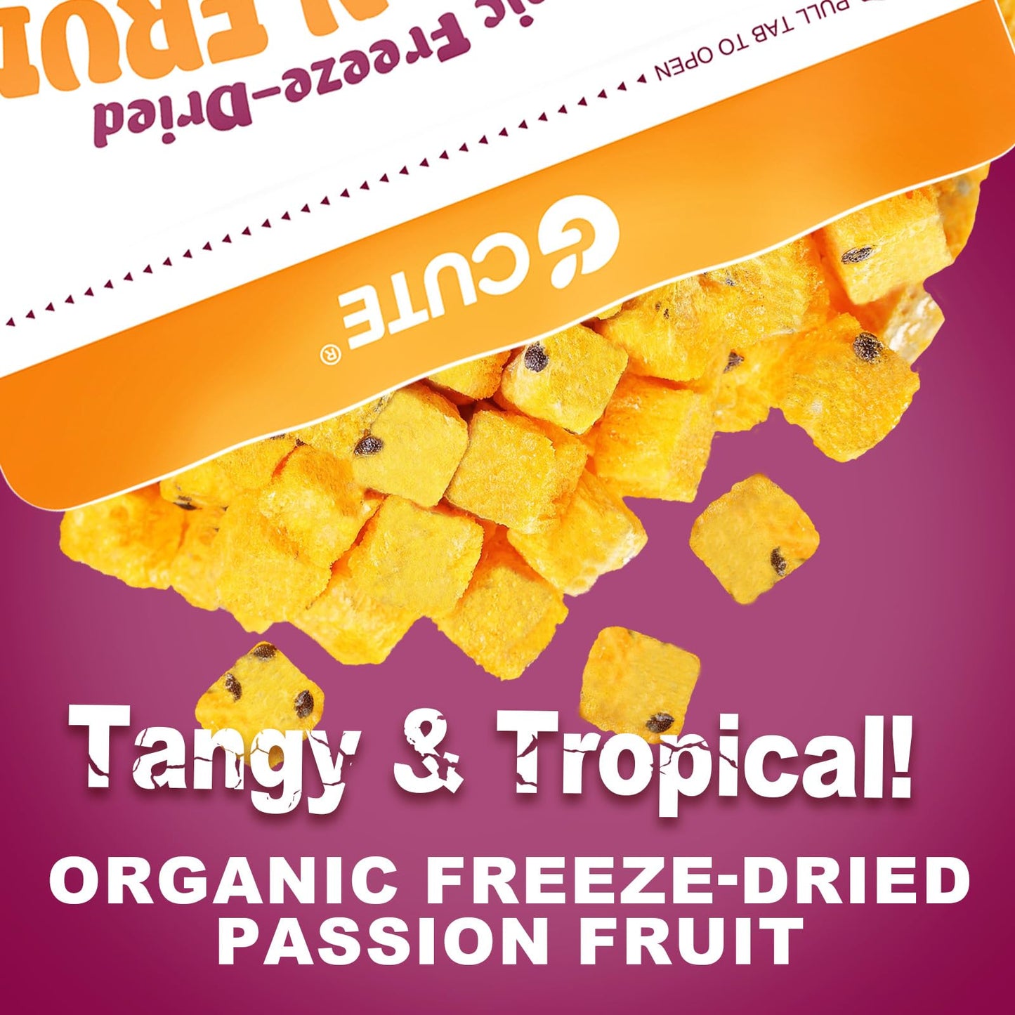Organic Freeze Dried Passion Fruit Chunks, 9oz/255g | No Additives, Non-GMO, Gluten-Free & Unsweetened | Crunchy Dehydrated Fruits for Smoothies