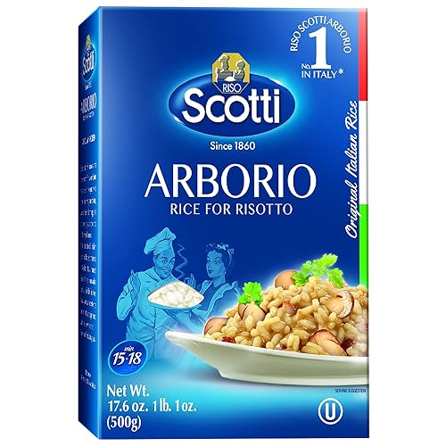 Arborio Rice, Risoto Rice, 100% Italian, 1.1 Lb (500 g) Chef Selection, Recipe Included For Easy Preparation, Gluten Free, Non-GMO, Vacuumed Packed, Riso Scotti