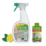 Bona® Multi-Surface Floor Cleaner Spray - 32 fl oz - Lemon Mint - Includes Filled Bottle + Concentrate Refill for Multi-Surface Floor Cleaning