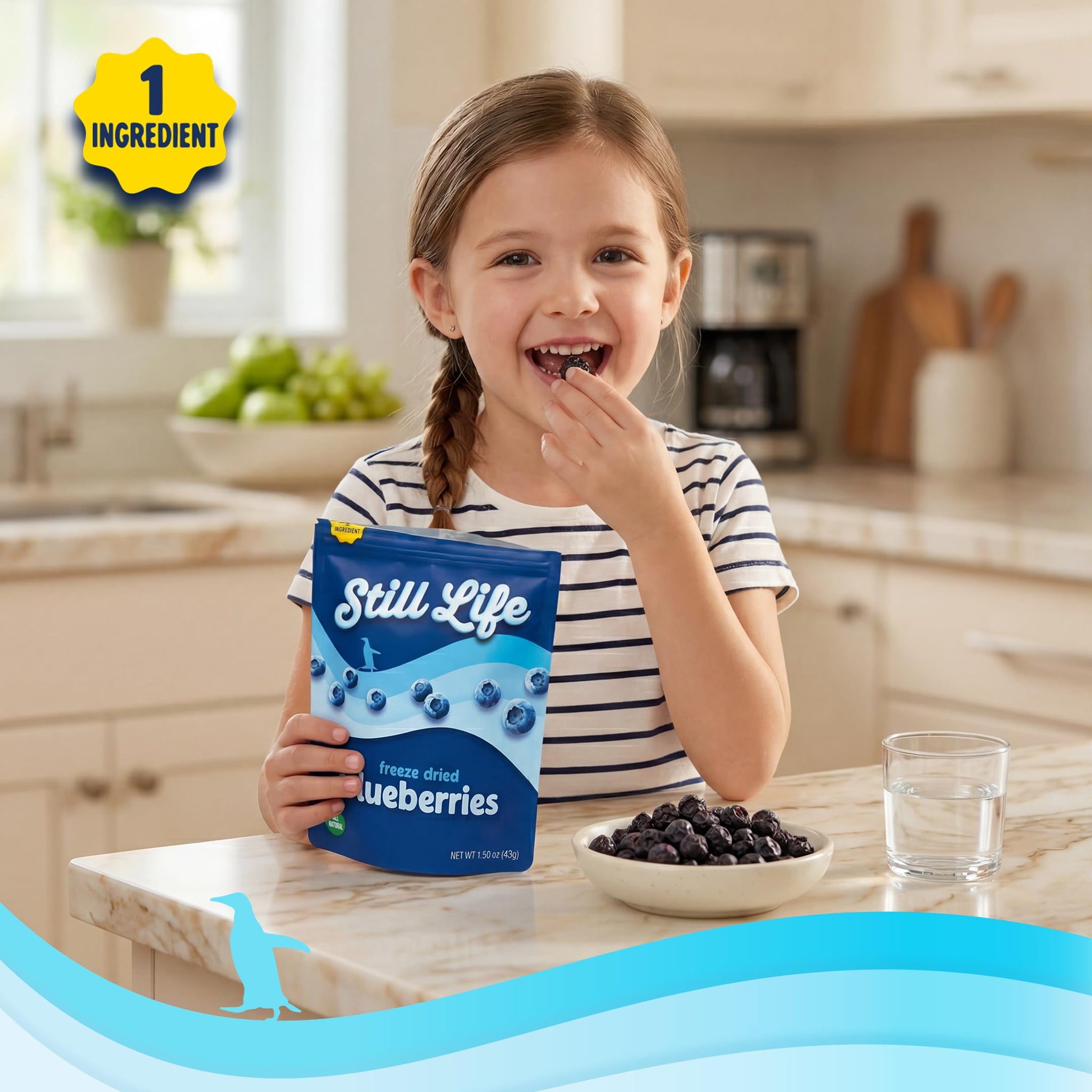 Still Life Organic Freeze-Dried Blueberries, Real Fruit Snack, Single-Ingredient, No Sugar Added, No Preservatives, Healthy Crunchy Snack for Kids