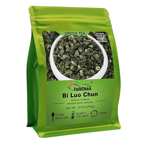 FullChea - BiLuoChun Tea - Bi Luo Chun Green Tea - Chinese Green Tea Loose Leaf - Toasty Bean Aromatic - Calming Tea (8.8oz / 250g)