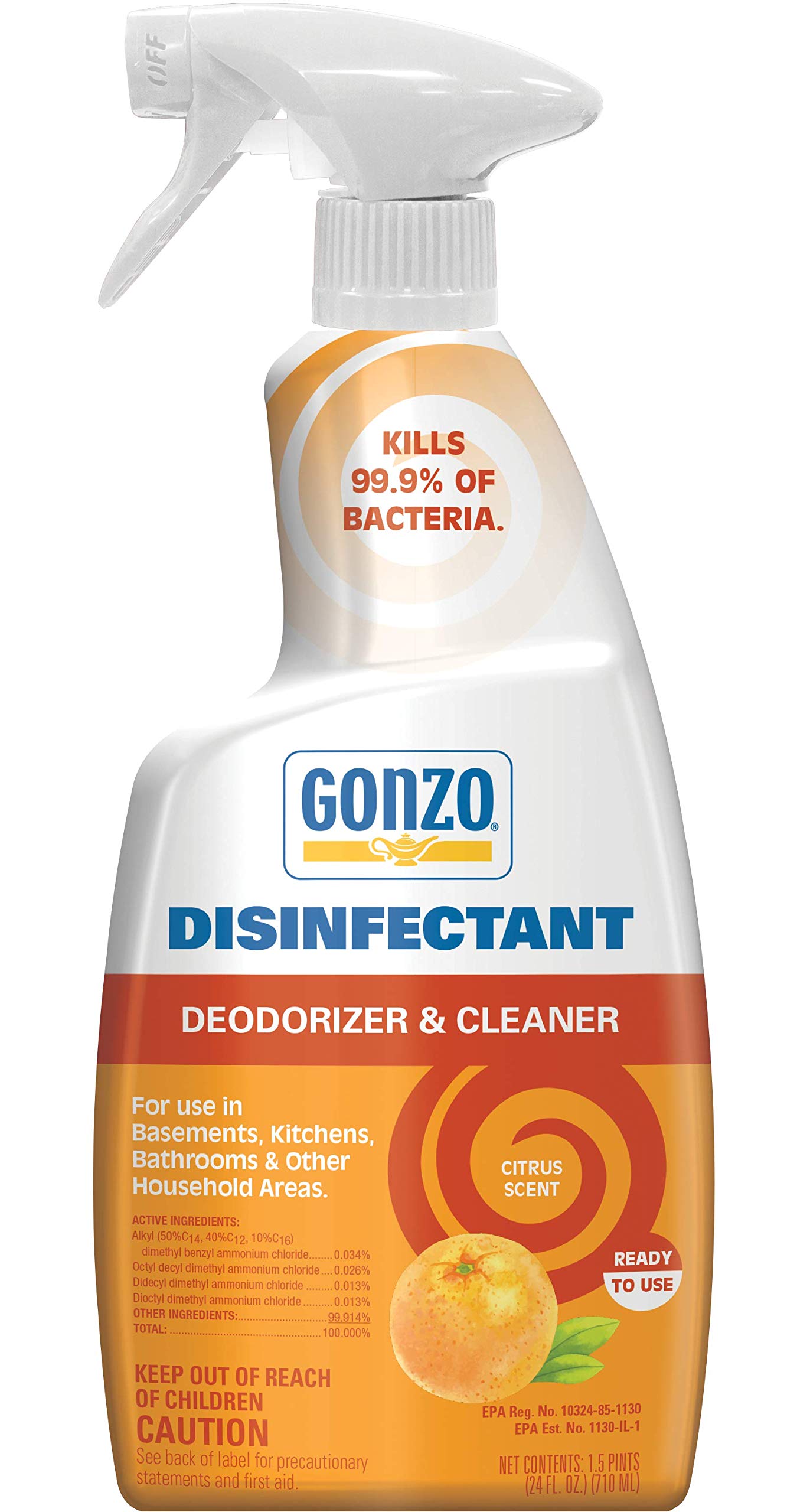Gonzo Natural Magic Disinfectant Disinfect Deodorize and Clean Your Home, Citrus 24 Ounce, Ounce, Citrus, 24 Fl Oz