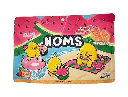 NOMS Watermelon Gummy Snack - Covered in Li Hing & Lemon Peel (5.3 oz)