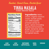 Brooklyn Delhi Tikka Masala - Indian Simmer Sauce - Tangy Tomatoes, Luscious Coconut Cream, Roasted Spices - 12oz - Mild Enough for a kid, Flavorful
