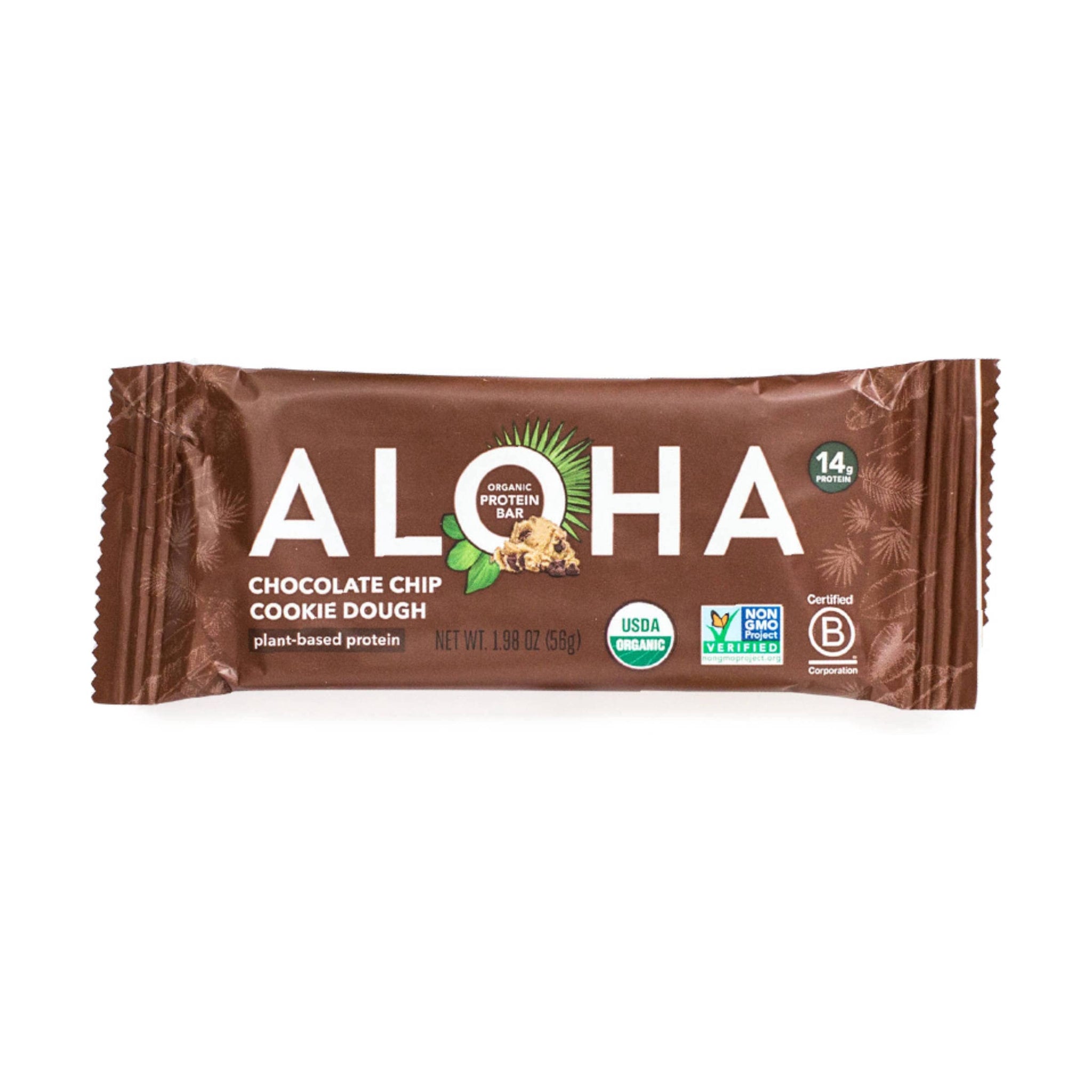 ALOHA Organic Plant-Based Protein bar, Chocolate Chip Cookie Dough, 1.98 Oz
