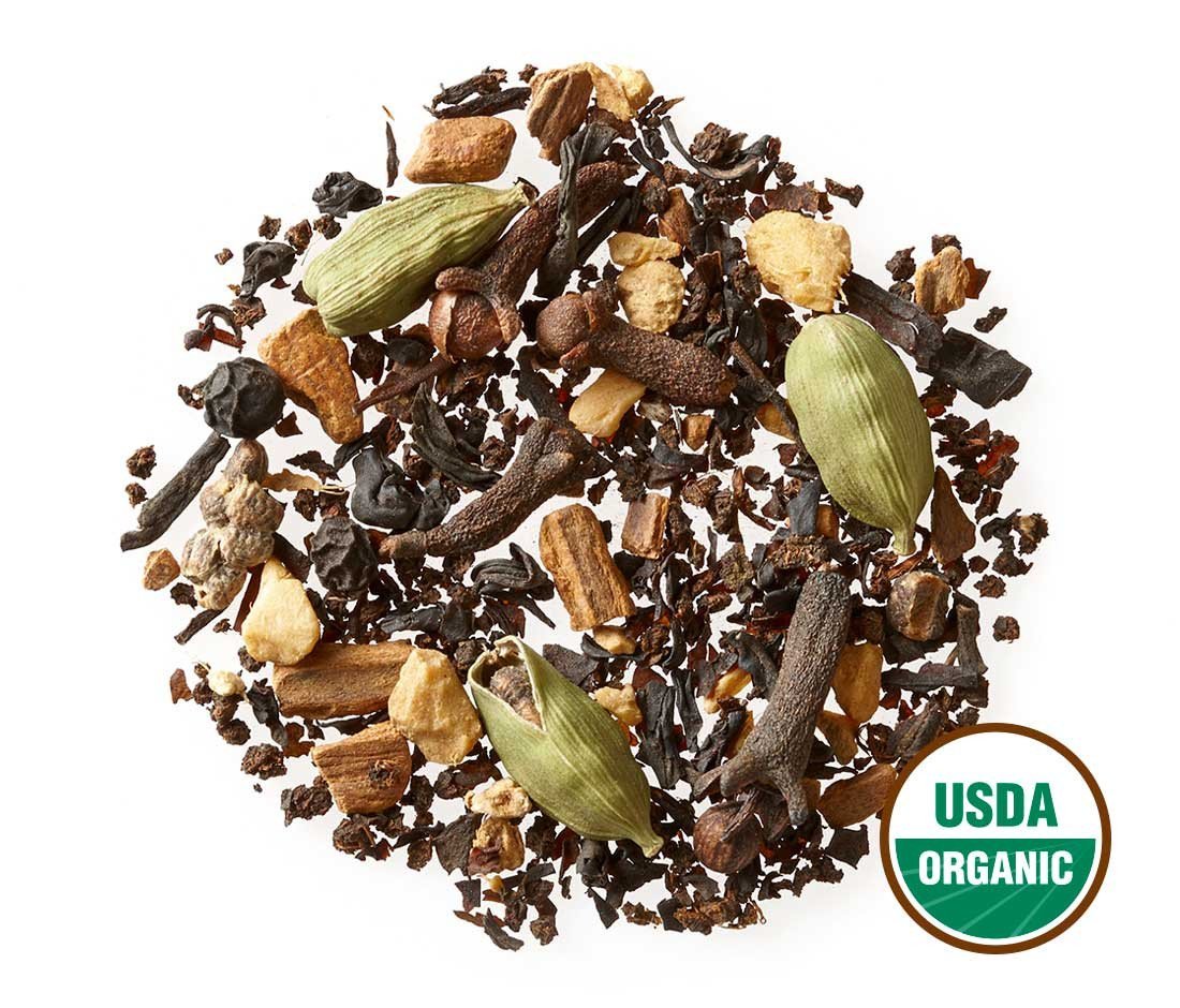 Golden Moon Tea Organic Masala Chai Black Tea - Pure & Authentic Blend - Loose Leaf, Non-GMO - Travel Tin (9 Servings)