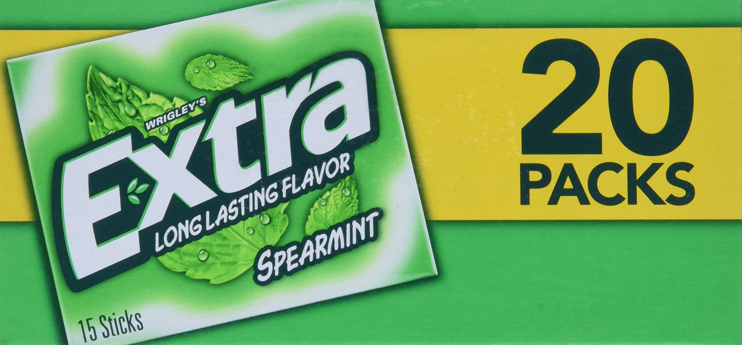 Wrigley's Sugar Free Gum, Extra Spearmint,20 count,15 sticks each