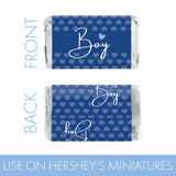 Blue It's a Boy Baby Shower Wrappers for Mini Chocolate Bars, Sweet Baby Boy Party Favor Candy Labels - 42 Count