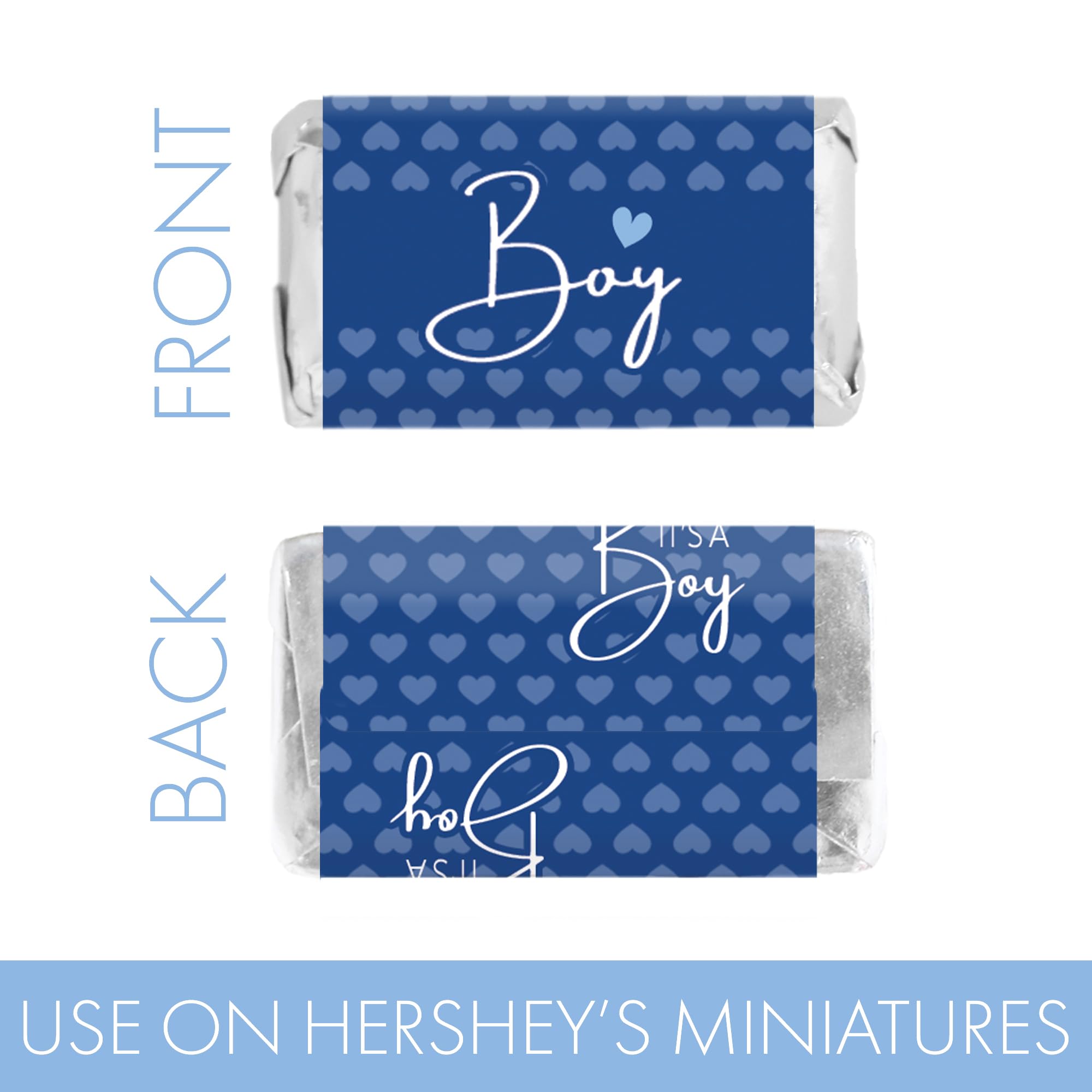 Blue It's a Boy Baby Shower Wrappers for Mini Chocolate Bars, Sweet Baby Boy Party Favor Candy Labels - 42 Count
