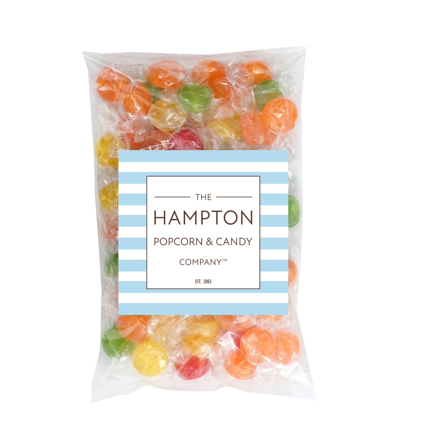 Assorted Fruit Hard Candy, 1 Pound Bulk Candy (Approx. 75 pcs.), Individually Wrapped Hard Candy, Fruit Discs Candy, The Hampton Popcorn & Candy