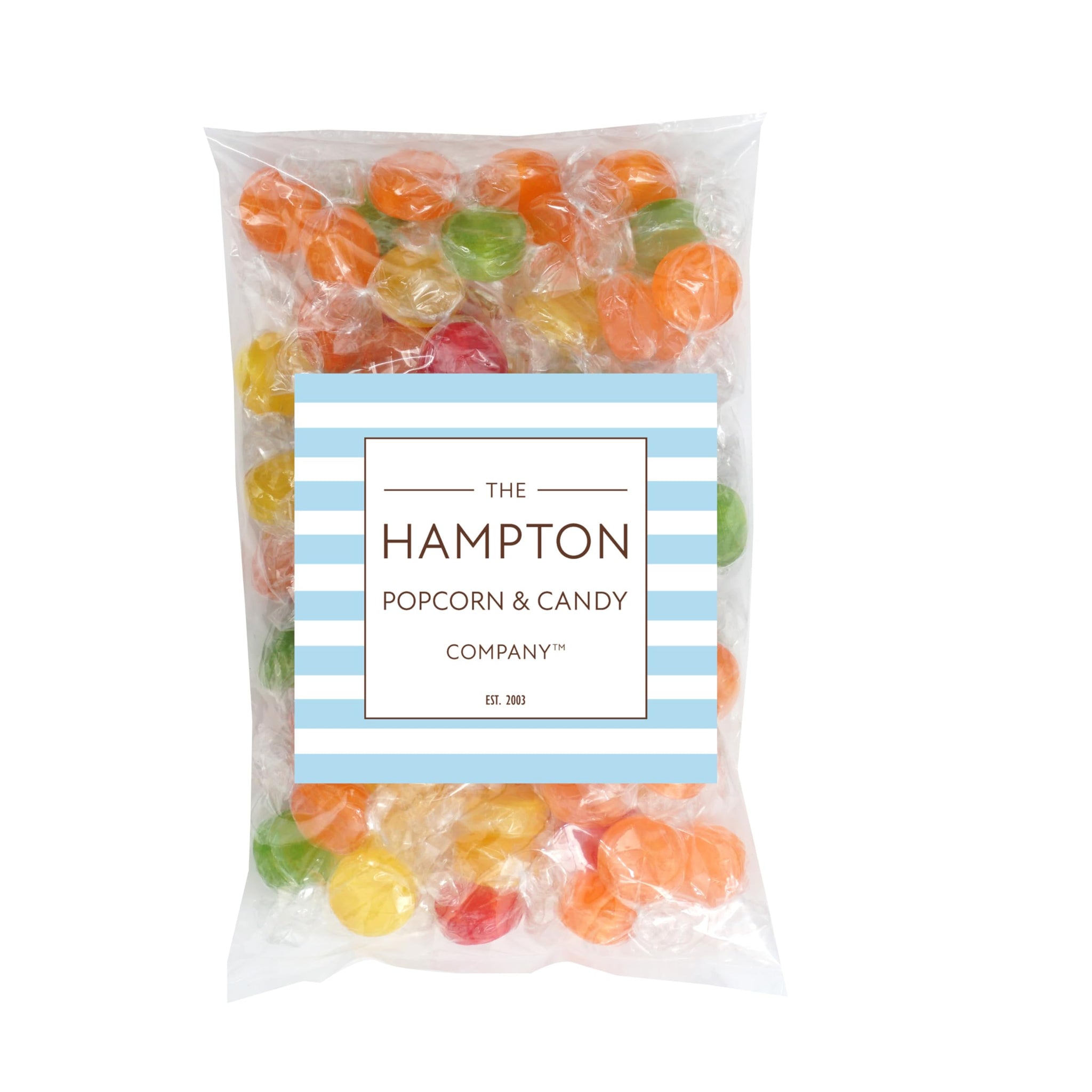Assorted Fruit Hard Candy, 1 Pound Bulk Candy (Approx. 75 pcs.), Individually Wrapped Hard Candy, Fruit Discs Candy, The Hampton Popcorn & Candy