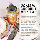 Organic Coconut Cream - NO GUAR GUM, Unsweetened, 20-22% Fat, 13.5 oz (12-Pack) | Nature’s Greatest Foods