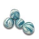 Wool Dryer Balls, Handmade Colorful Design Patterns Marbled with White, Set of 4, Made in USA (Blue)