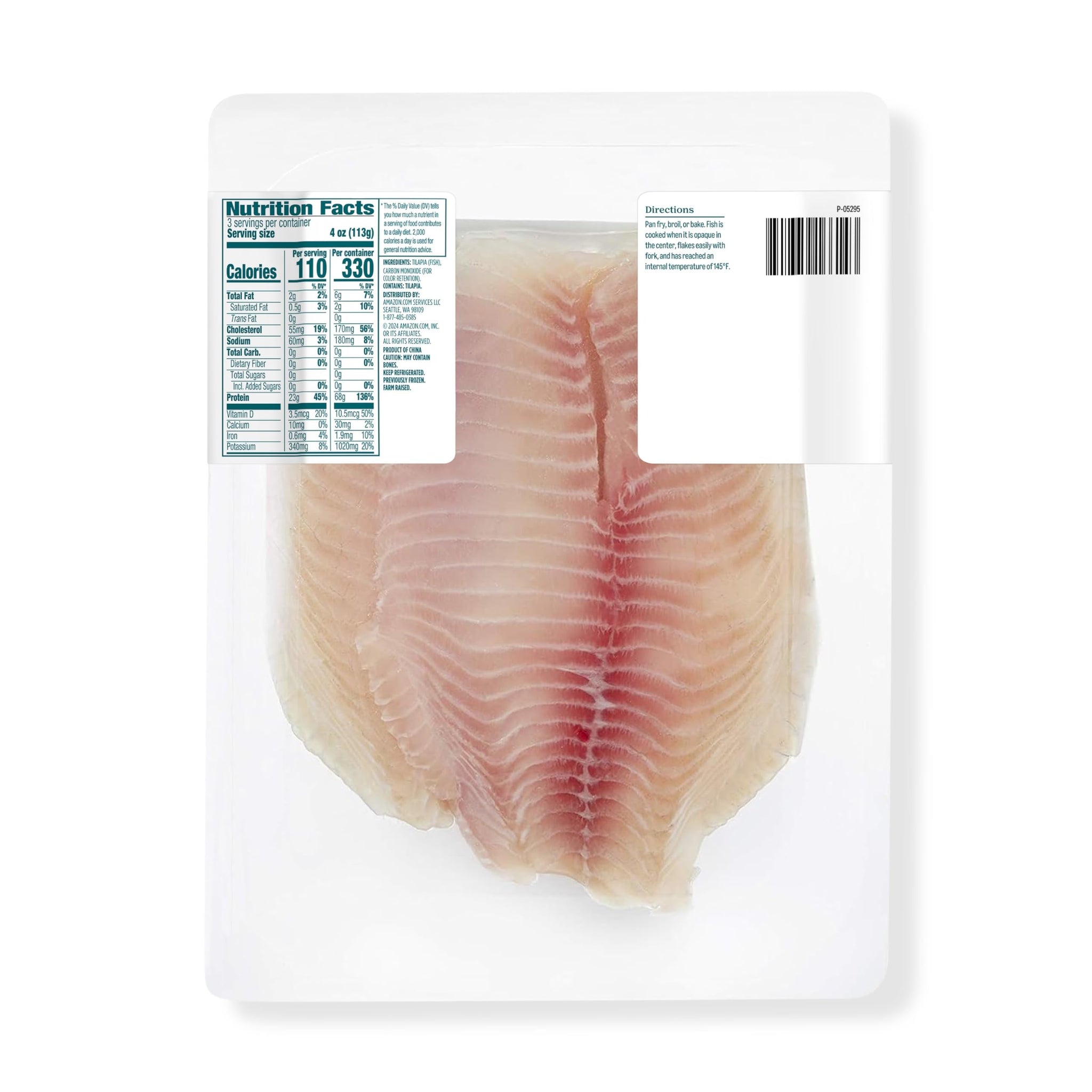 Amazon Grocery, Skinless Tilapia Fillets, 12 Oz