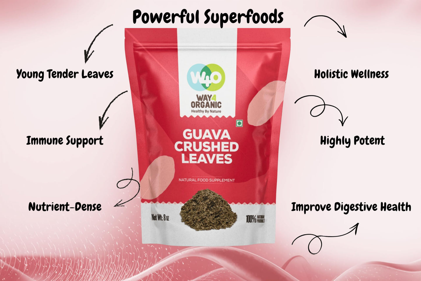 Guava Leaf Tea (Dried Crushed Leaves, Not Powder) 8 Oz, Hair Re-Growth, Skin & Nails, No Preservatives, 100% Pure Guava Leaves (1 Pack(8 Oz))