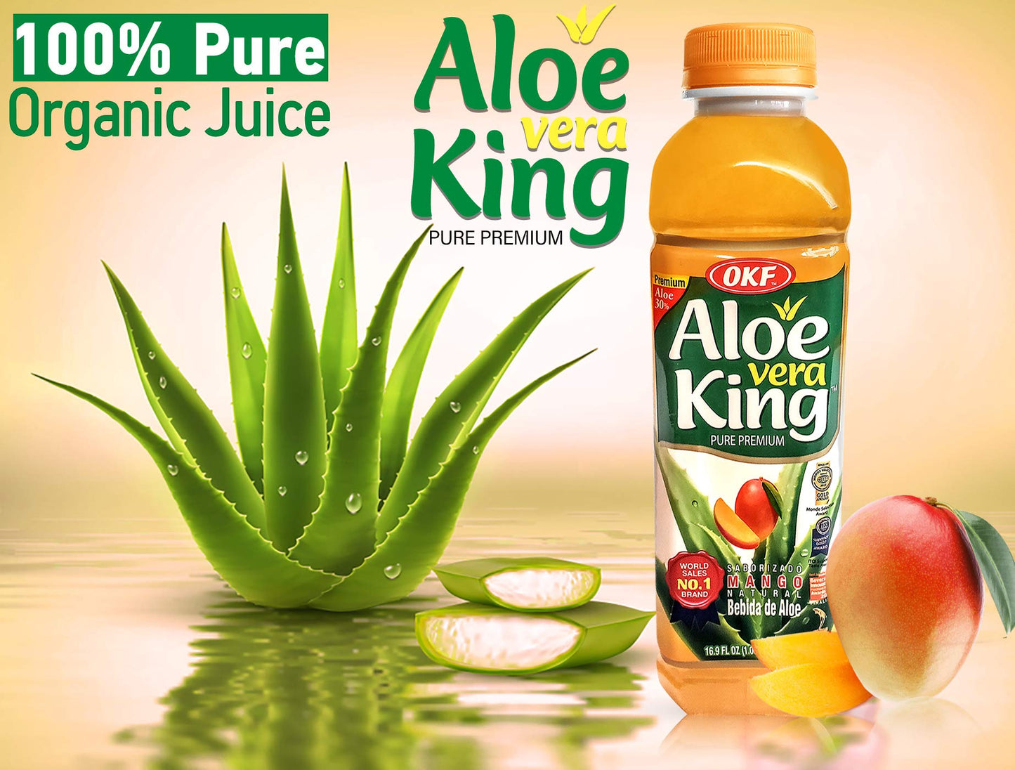 Okf Aloe Vera King Mango Drink, 16.9oz (Pack of 10)
