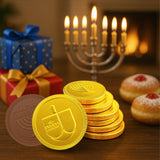 The Dreidel Company Hanukkah Chocolate Gelt, 576-Pack Mesh Bags of Milk Chocolate Coins, Kosher Certified Dairy, Dreidel and Menorah Design Chanukah