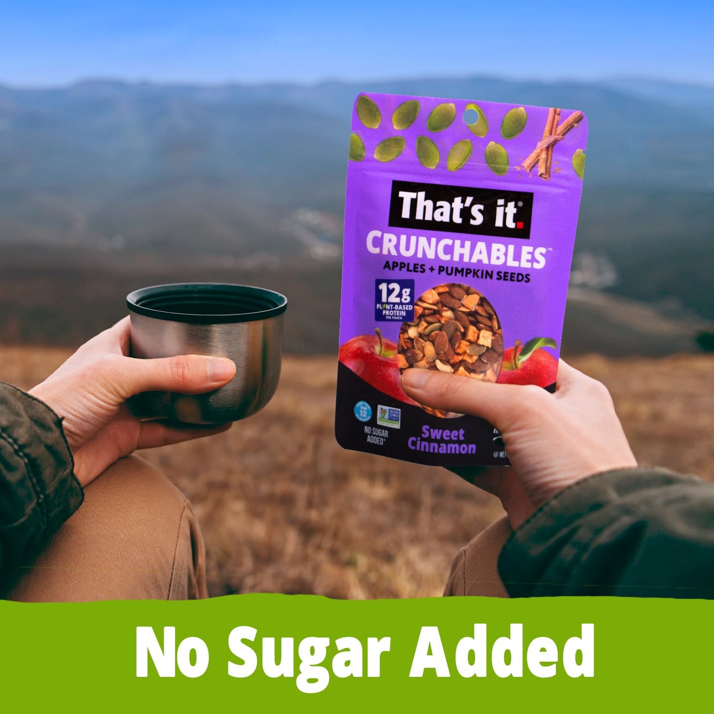 That's it. Crunchables (Apple + Sweet Cinnamon) Plant Based Protein, Gluten-Free Crunchy Snack Mix, (4 Packs x 2.5oz) Perfect for Salad Topper