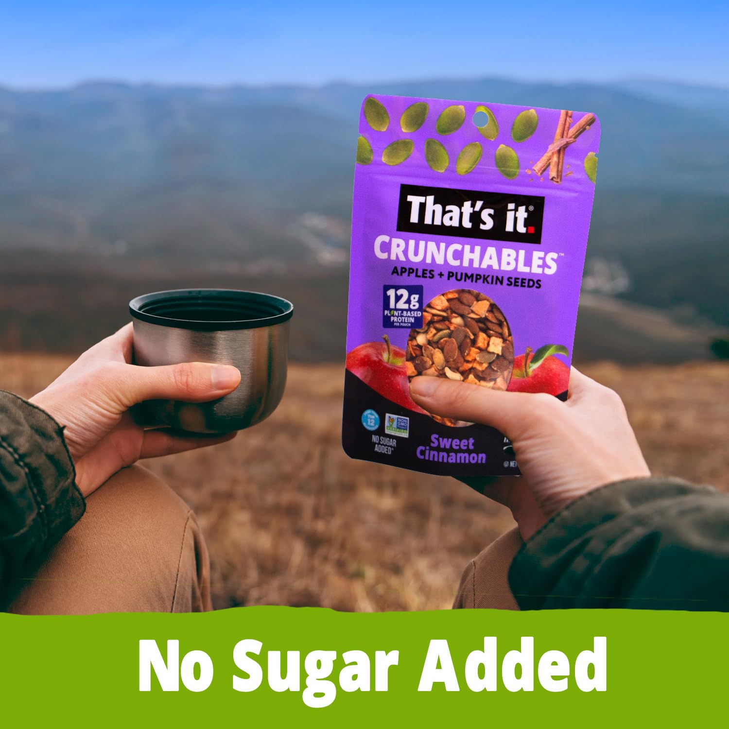That's it. Crunchables (Apple + Sweet Cinnamon) Plant Based Protein, Gluten-Free Crunchy Snack Mix, (4 Packs x 2.5oz) Perfect for Salad Topper