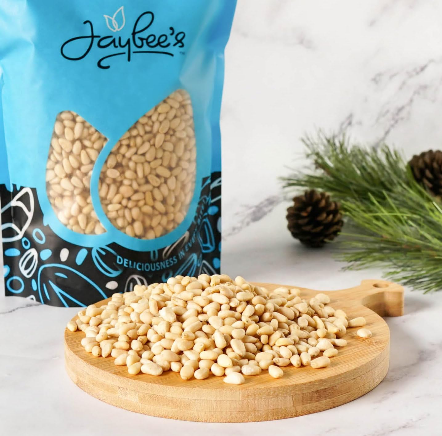 Raw Pine Nuts 1 Pound | Whole Natural Unsalted Pignolias | Great for Cooking, Baking, Salads, Pesto Sauce, Roasting | Vegan, Keto, Paleo Friendly |