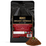 Organic Espresso Ground Coffee, Fine Grind Espresso Grounds Gourmet, Caffeinated Ground Espresso Coffee, Organic Espresso Blend with Sumatra French