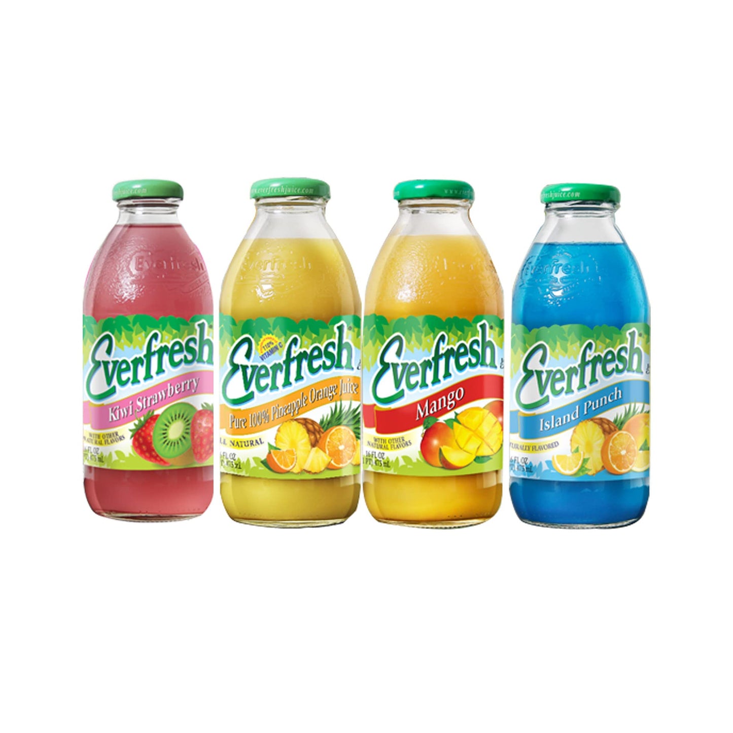 BeeQ Box - (Pack of 8) Variety Everfresh Juice, 8 Differnt Flavors : Peach Watermelon, Grape, White Grape, Pineapple Watermelon, Kiwi Strawberry
