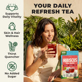 Gya Tea Co Hibiscus Tea Bags (100 Bags) - Caffeine Free - Tart And Refreshing Herbal Tea - No Added Sugar, No Fillers - Hot or Iced - Non-GMO