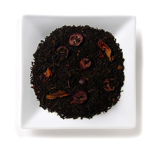 Mahamosa Pomegranate Cranberry Decaf Tea 2 oz - Decaffeinated Flavored Black Tea Blend Loose Leaf (with flavoring, freeze-dried cranberry slices