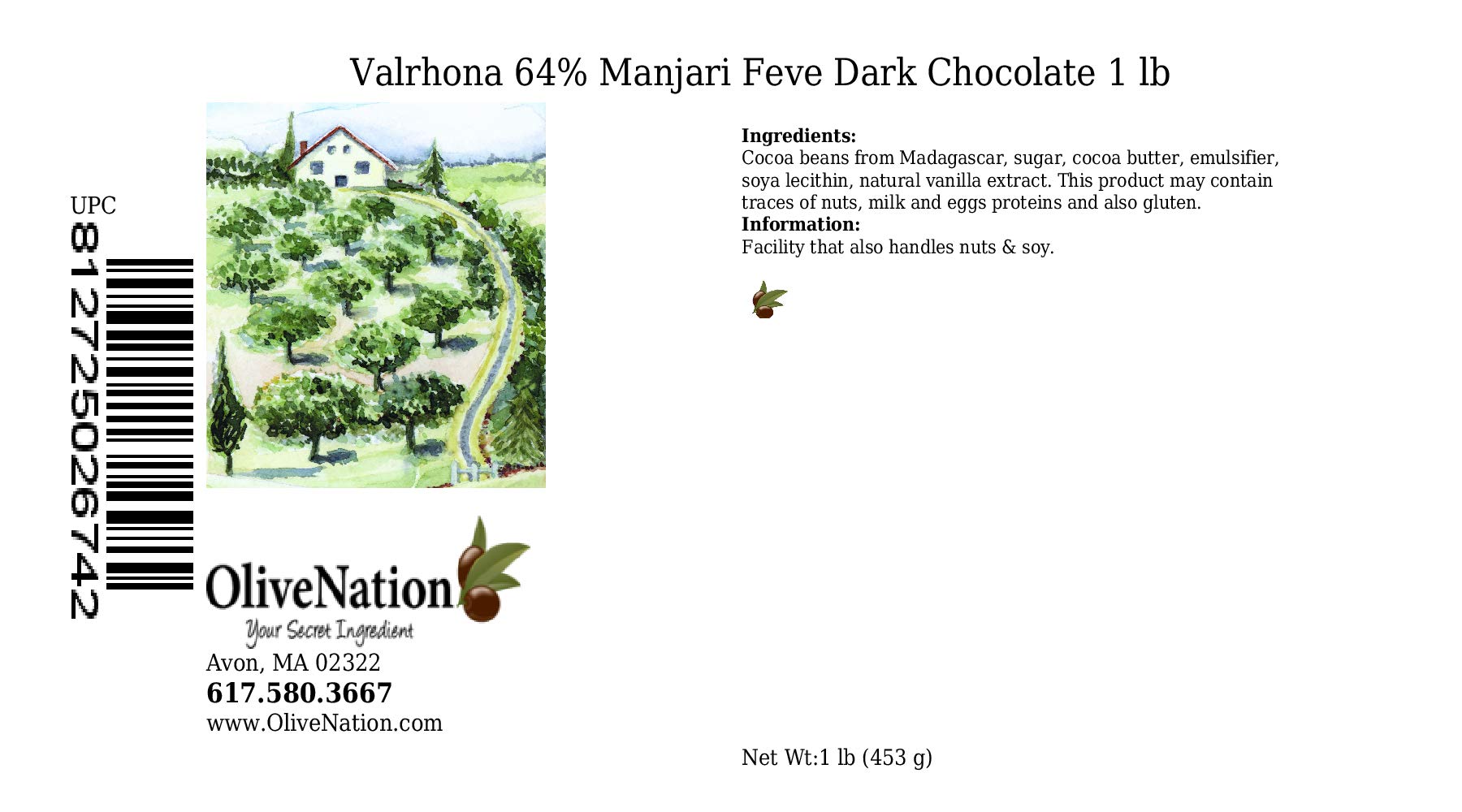 Valrhona 64% Manjari Dark Bitter Sweet Chocolate Feve from OliveNation - 1 pound