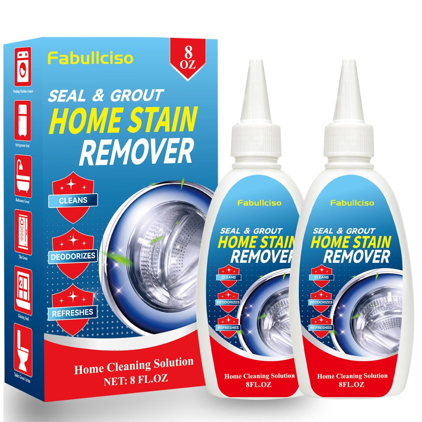 Home Stain Remover Gel - Stubborn Stain Cleaner No Harsh Scrubbing Required, Front Loader Washing Machine Seal Washing Machine Seals, Sinks & Tiles |