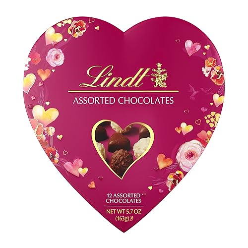 Lindt Valentine's Gourmet Heart Assorted Chocolate Candy Truffles, 5.7 oz.