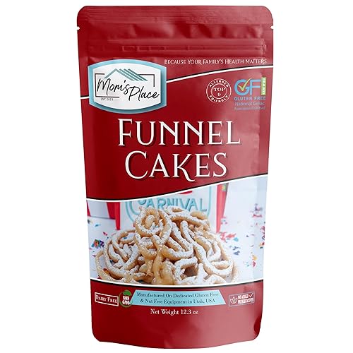 Mom's Place Gluten-Free Funnel Cake Mix, Dessert Baking, Easy to Make, Nut Free, Dairy Free & Soy Free, 12 Servings, 12.3 oz