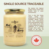 Oneroot 100% Canadian Wildflower Honey - 1kg / 2.2lbs, Unheated & Creamed - Nutrient-Rich, Natural Sweetener with Enzymes - Thick & Pure Raw Unfiltered Honey