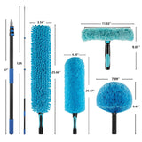 CXU 20 Foot Fan Cleaner High Ceiling 2 Cobweb Dusters with Heavy Duty Extension Pole, Window Squeegee Kit, Household Cleaning Gloves(12ft)