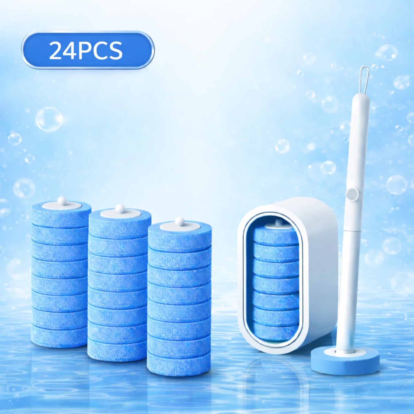 Disposable Toilet Cleaning System with 24 Refills, Toilet Wand Kit with Holder, Wall Mounted Toilet Brush Set for Deep Cleaning Bathroom Bowl