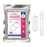 ATLEMISME Empty Gelatin Capsules Size 0 - Clear Empty Capsules 100 Count - Kosher and Halal Pure Gelatin Pill Capsule - DIY Powder Filling - Fillable