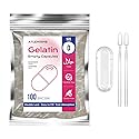ATLEMISME Empty Gelatin Capsules Size 0 - Clear Empty Capsules 100 Count - Kosher and Halal Pure Gelatin Pill Capsule - DIY Powder Filling - Fillable