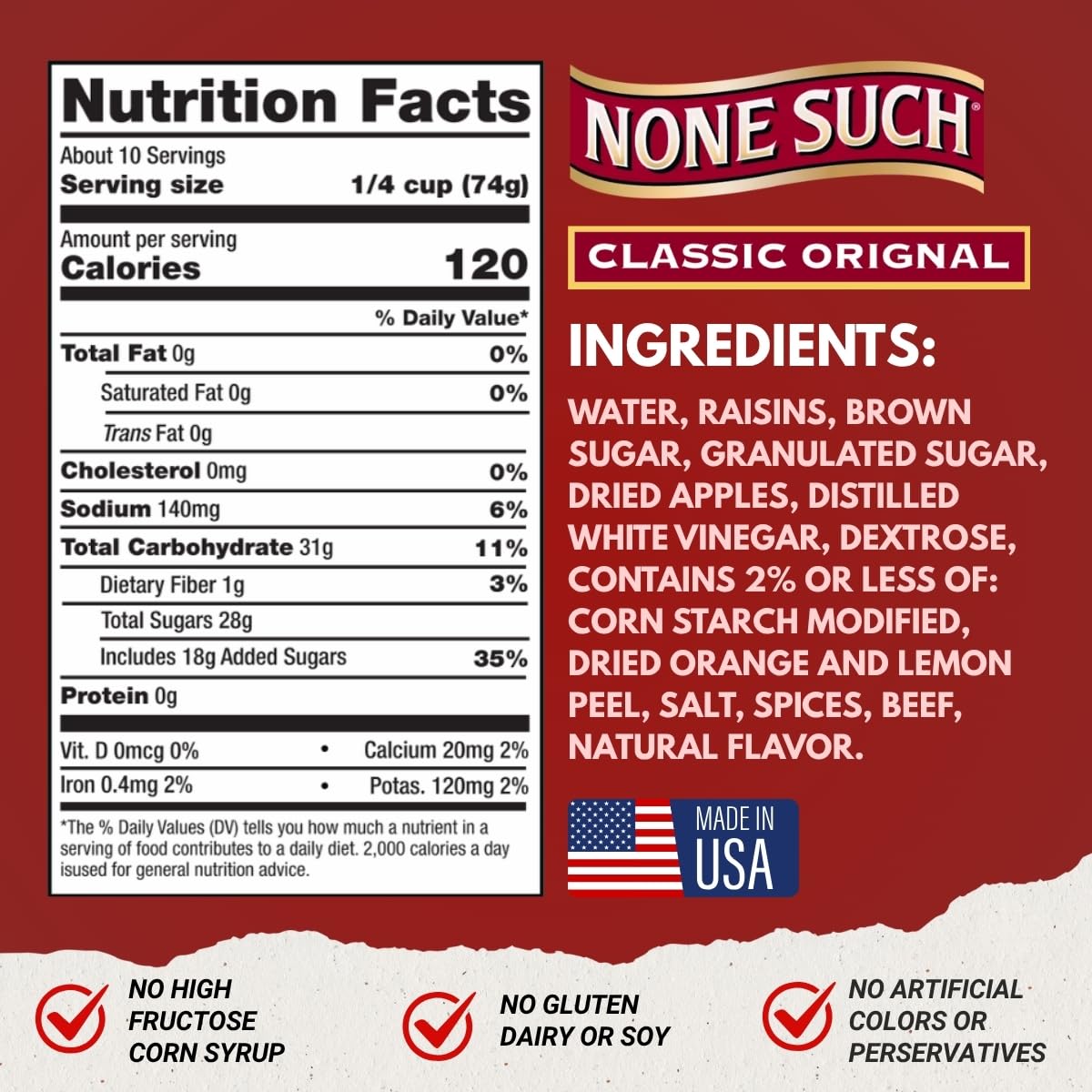 None Such Mincemeat Classic Original - Pie Filling with Apples and Raisins, 27 Ounce (Pack of 1)