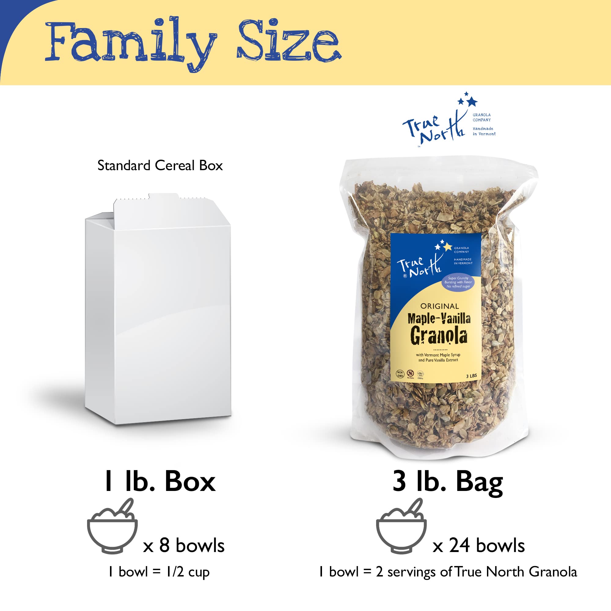 True North Granola - Maple Vanilla Granola, All Natural, Low Carb, Nut Free and Non-GMO, Bulk Bag, 3 lb.