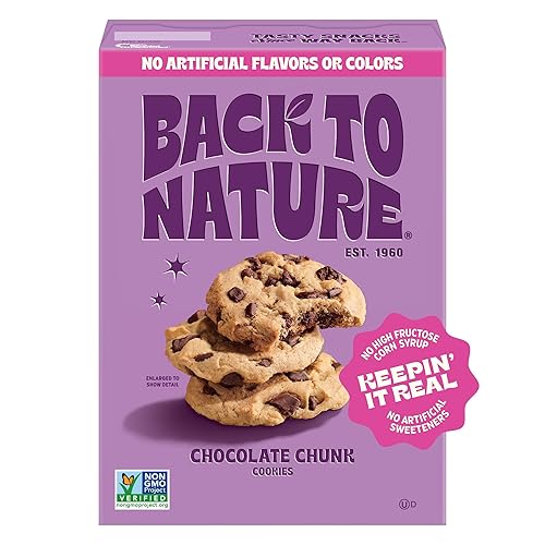 Back to Nature Chocolate Chunk Cookies, Plant-Based, Non-GMO, Made with Wheat Flour, Snack Happy, 7.5 oz Box