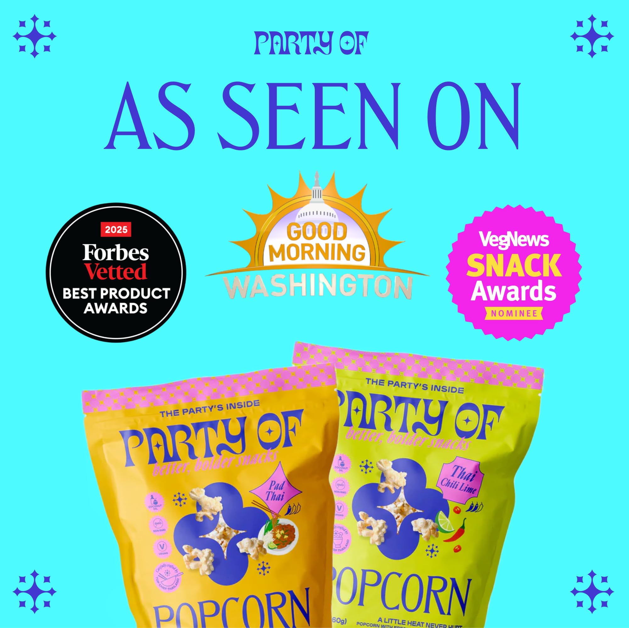 Party Of Thai-Inspired Popcorn Variety Pack - 6 Chili Lime + 6 Pad Thai Mini Size Bags - Bold, Tangy, Spicy, and Savory Flavored Popped Popcorn Snack