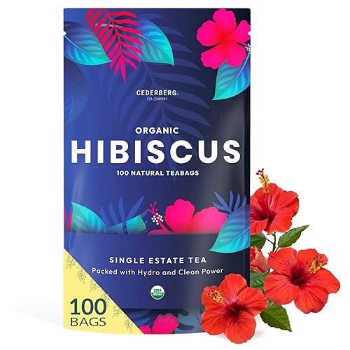 Organic Hibiscus Tea -100 Tea Bags | Organic Herbal Tea From Single Origin | Eco-Friendly Tea Bags | Non-GMO Caffeine Free Tea With Zero Sugar |